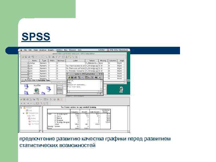 SPSS предпочтение развитию качества графики перед развитием статистических возможностей 