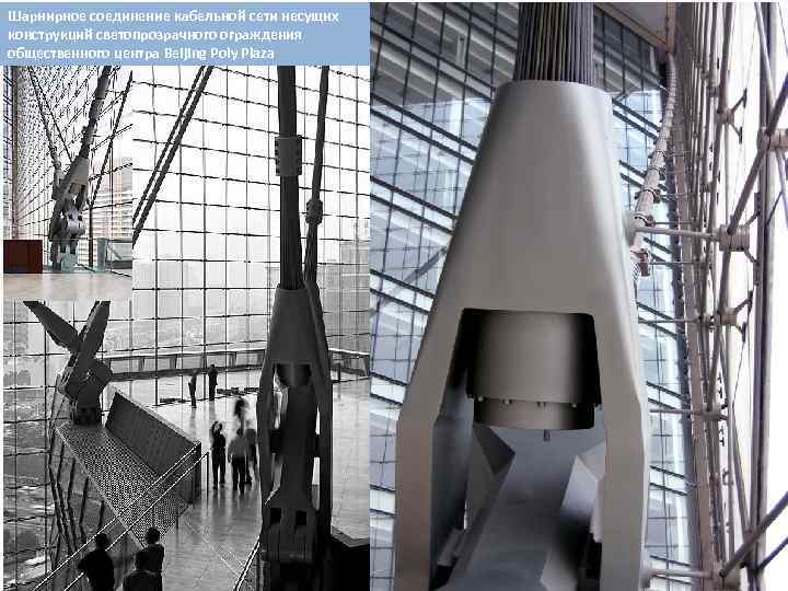 Шарнирное соединение кабельной сети несущих конструкций светопрозрачного ограждения общественного центра Beijing Poly Plaza 