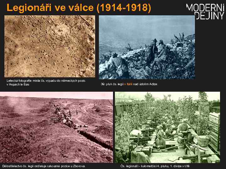 Legionáři ve válce (1914 -1918) Letecká fotografie místa čs. výpadu do německých pozic v