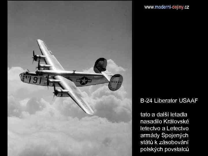 B-24 Liberator USAAF tato a další letadla nasadilo Královské letectvo a Letectvo armády Spojených