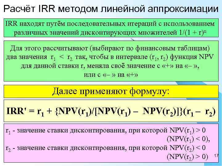 Значение irr для проекта