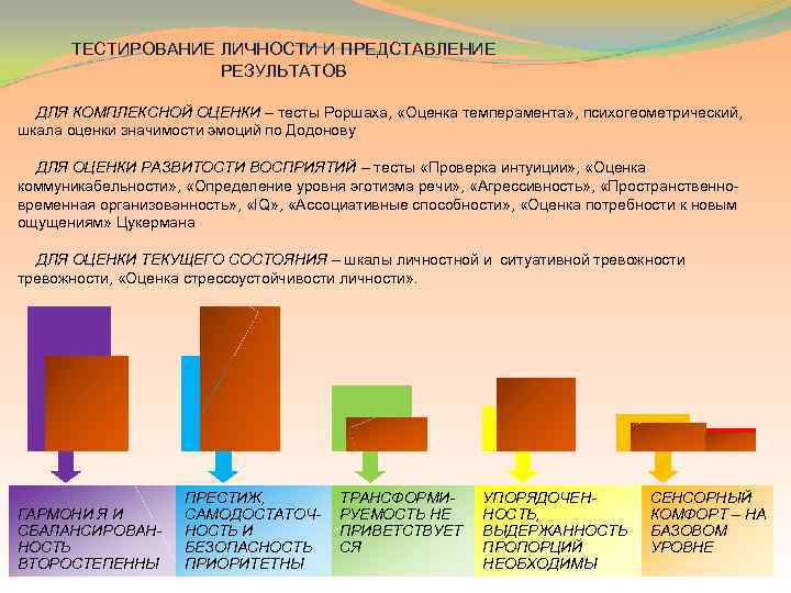 ТЕСТИРОВАНИЕ ЛИЧНОСТИ И ПРЕДСТАВЛЕНИЕ РЕЗУЛЬТАТОВ ДЛЯ КОМПЛЕКСНОЙ ОЦЕНКИ – тесты Роршаха, «Оценка темперамента» ,