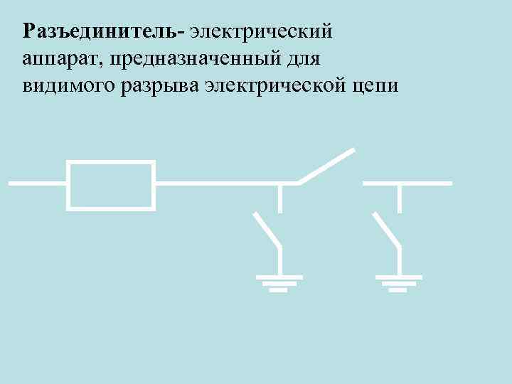 Разъединитель- электрический аппарат, предназначенный для видимого разрыва электрической цепи 