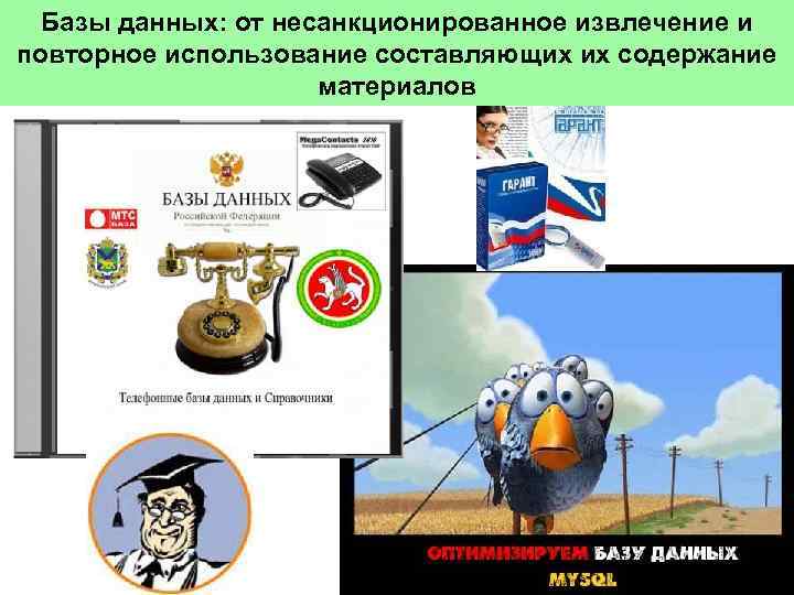 Базы данных: от несанкционированное извлечение и повторное использование составляющих их содержание материалов 