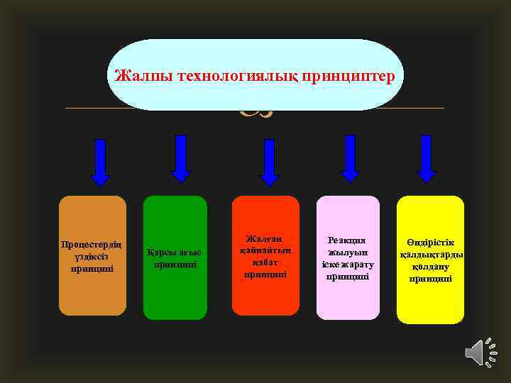 Жалпы технологиялық принциптер Процестердің үздіксіз принципі Қарсы ағыс принципі Жалған қайнайтын қабат принципі Реакция