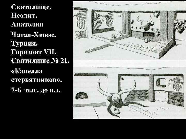 Святилище. Неолит. Анатолия Чатал-Хююк. Турция. Горизонт VII. Святилище № 21. «Капелла стервятников» . 7