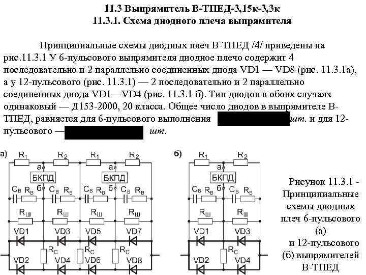 Характеристики схем выпрямителей