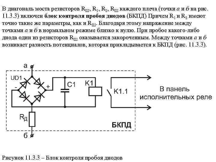 В диагональ моста резисторов RШ, R 1, R 2, RШ каждого плеча (точки а