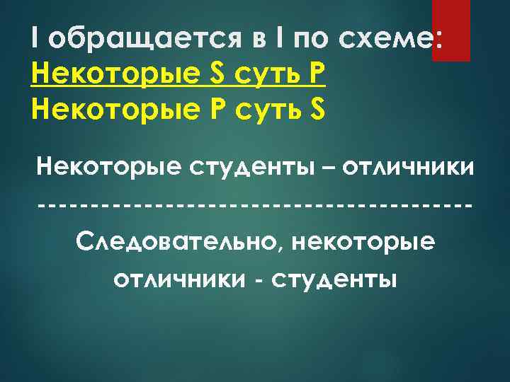 I обращается в I по схеме: Некоторые S суть Р Некоторые Р суть S