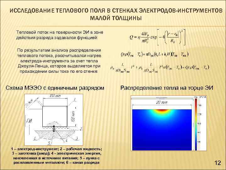ИССЛЕДОВАНИЕ ТЕПЛОВОГО ПОЛЯ В СТЕНКАХ ЭЛЕКТРОДОВ-ИНСТРУМЕНТОВ МАЛОЙ ТОЛЩИНЫ Тепловой поток на поверхности ЭИ в