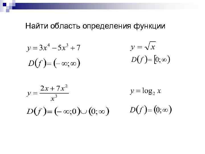 Найти область определения функции 