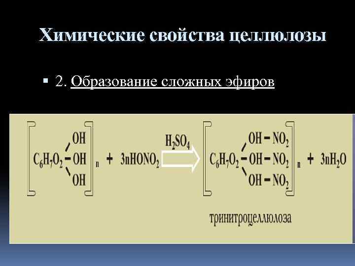Химические свойства целлюлозы 2. Образование сложных эфиров 