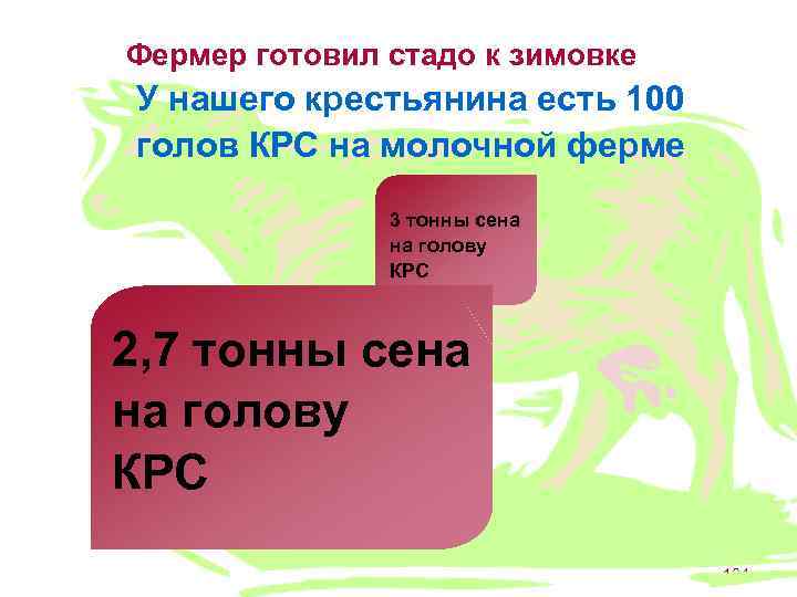 Фермер готовил стадо к зимовке У нашего крестьянина есть 100 голов КРС на молочной