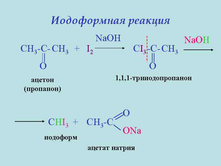 Этаналь и пропанон. Реакция образования йодоформа из ацетона. Ацетон i2 NAOH. Йодоформная проба на ацетон.