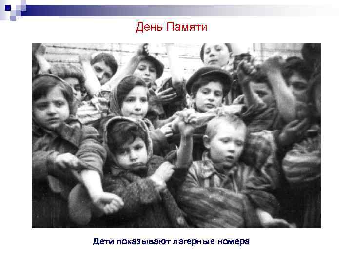 День Памяти Дети показывают лагерные номера 