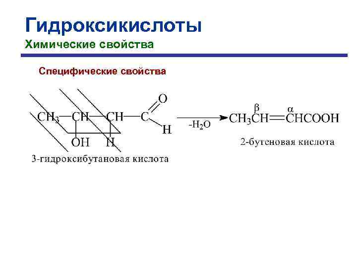 Гидроксикислоты Химические свойства Специфические свойства 