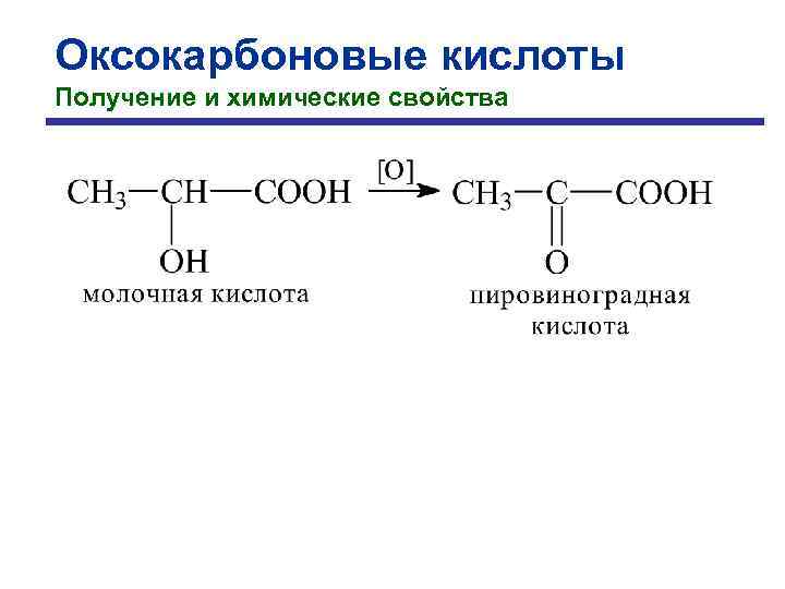 Оксокарбоновые кислоты Получение и химические свойства 