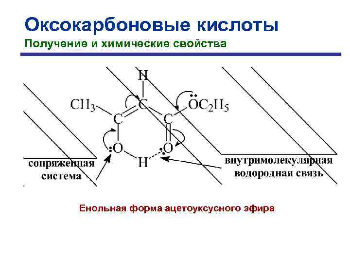 Оксокарбоновые кислоты Получение и химические свойства Енольная форма ацетоуксусного эфира 