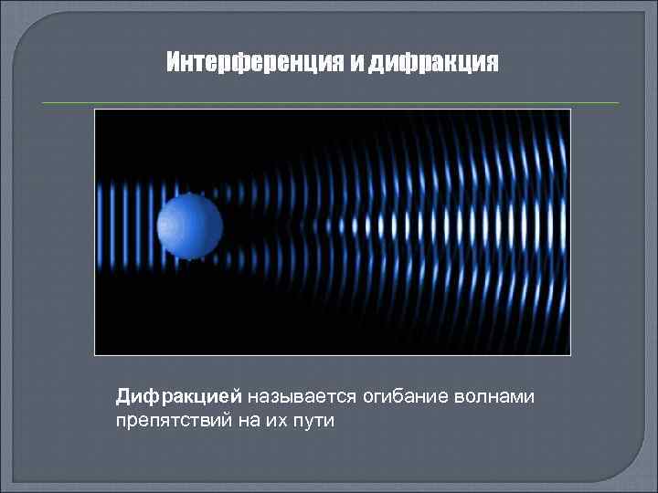 Интерференция и дифракция Дифракцией называется огибание волнами препятствий на их пути 