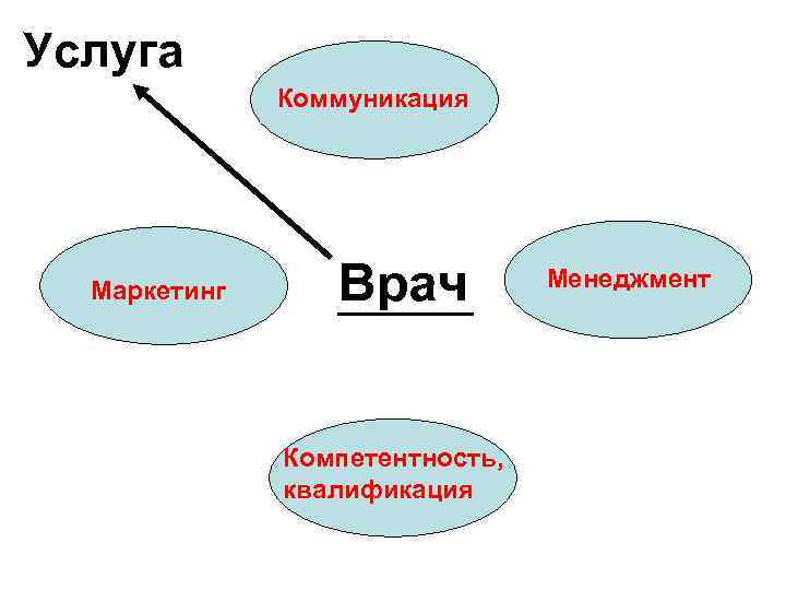 Услуга Коммуникация Маркетинг Врач Компетентность, квалификация Менеджмент 
