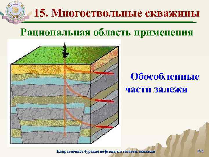 15. Многоствольные скважины Рациональная область применения Обособленные части залежи Направленное бурение нефтяных и газовых