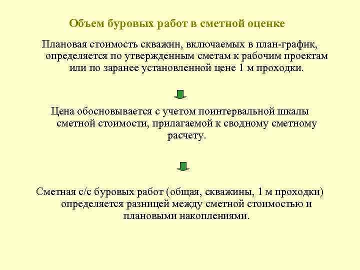 Объем буровых работ в сметной оценке Плановая стоимость скважин, включаемых в план-график, определяется по