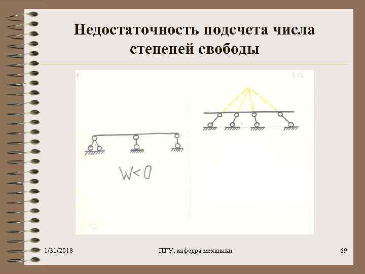 Недостаточность подсчета числа степеней свободы 1/31/2018 ПГУ, кафедра механики 69 