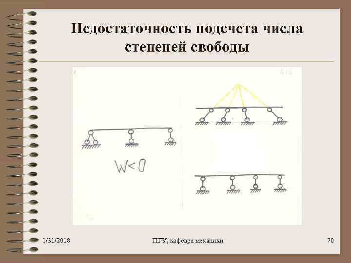 Недостаточность подсчета числа степеней свободы 1/31/2018 ПГУ, кафедра механики 70 