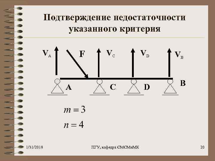 Подтверждение недостаточности указанного критерия VA F A 1/31/2018 VC C ПГУ, кафедра СМСМи. МК