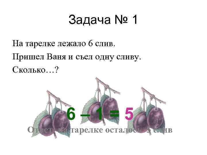 На рисунке изображена шестая часть всех слив лежащих на тарелке