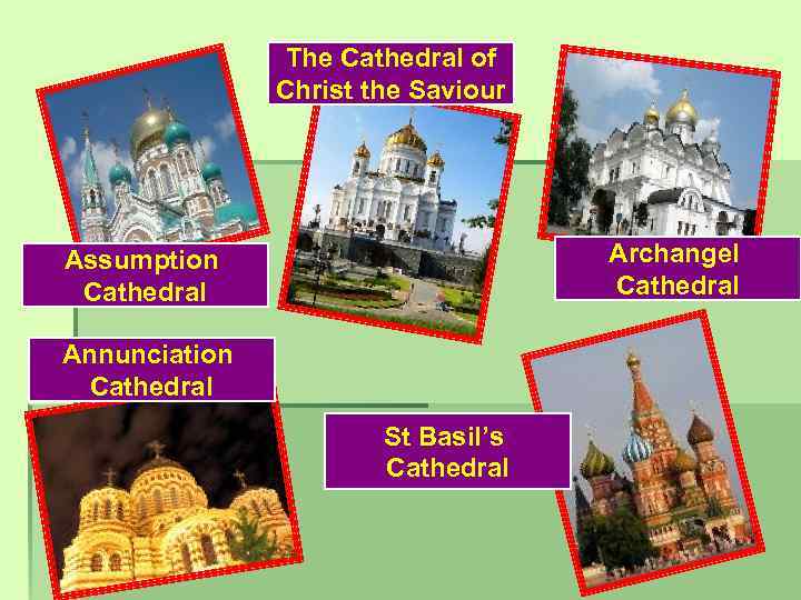 The Cathedral of Christ the Saviour Archangel Cathedral Assumption Cathedral Annunciation Cathedral St Basil’s