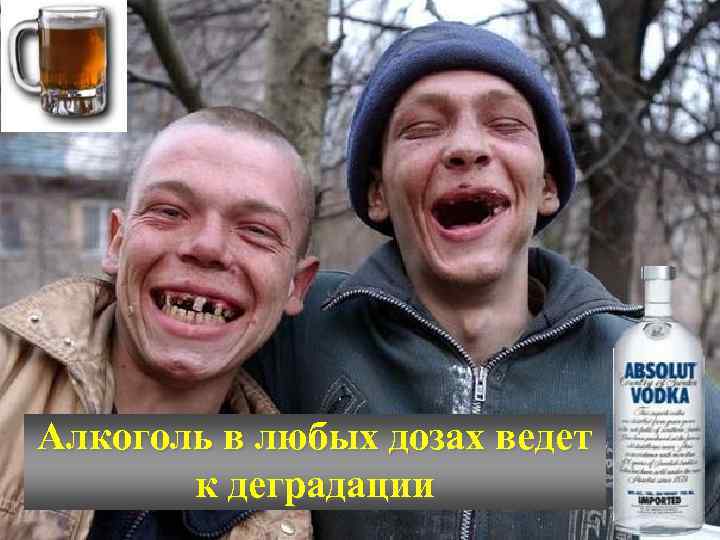 Алкоголь в любых дозах ведет к деградации 