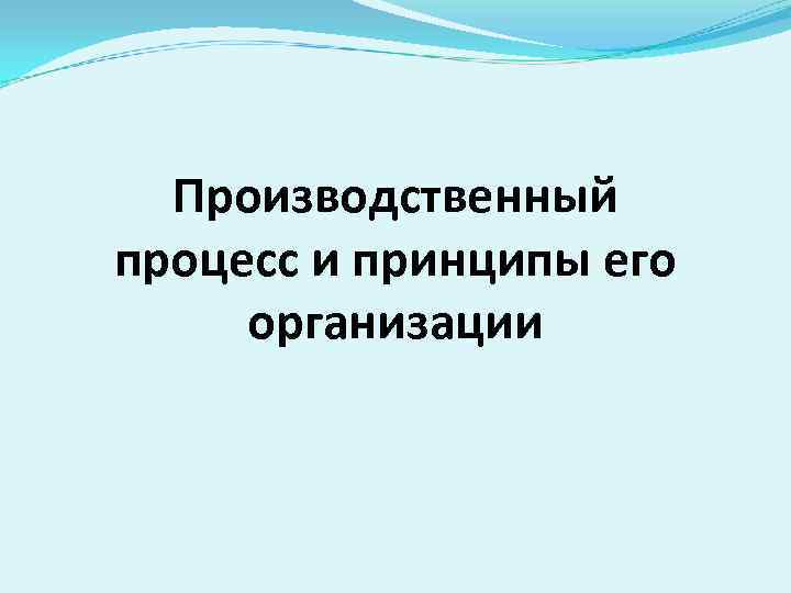 Производственный процесс и принципы его организации 