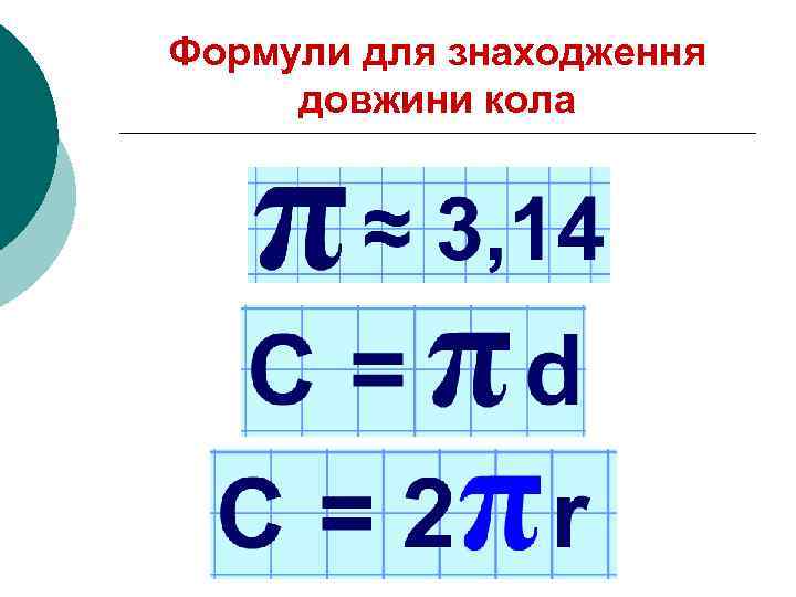 Формули для знаходження довжини кола 