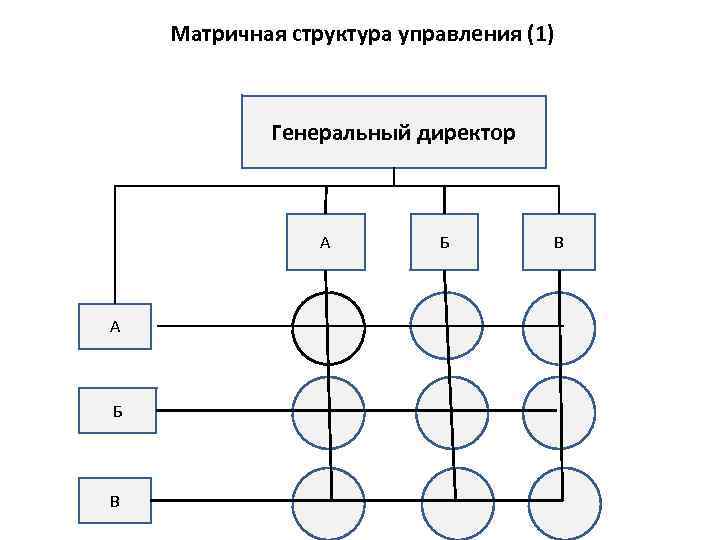 Матричная структура управления (1) Генеральный директор А А Б В 