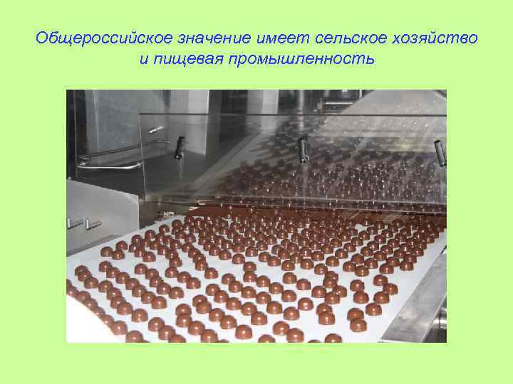 Общероссийское значение имеет сельское хозяйство и пищевая промышленность 