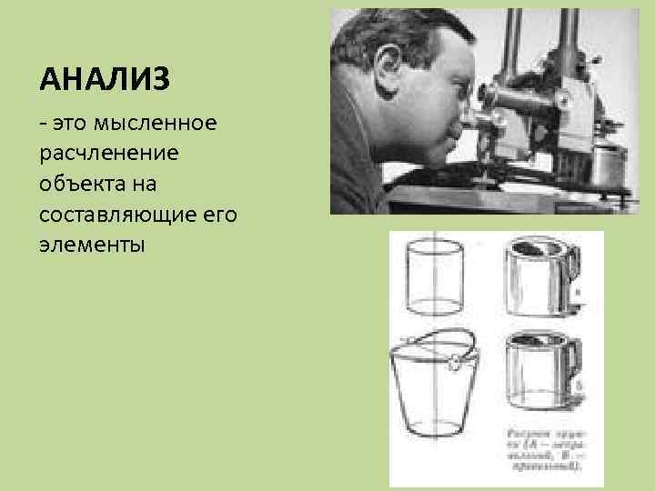 АНАЛИЗ - это мысленное расчленение объекта на составляющие его элементы 