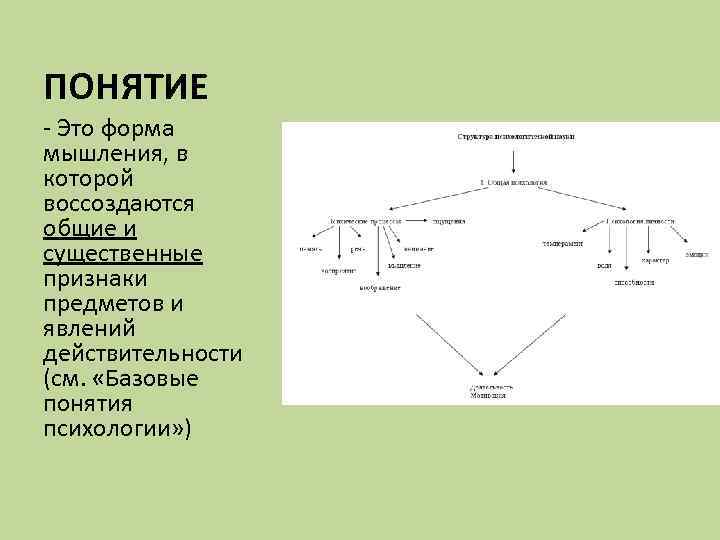 ПОНЯТИЕ - Это форма мышления, в которой воссоздаются общие и существенные признаки предметов и