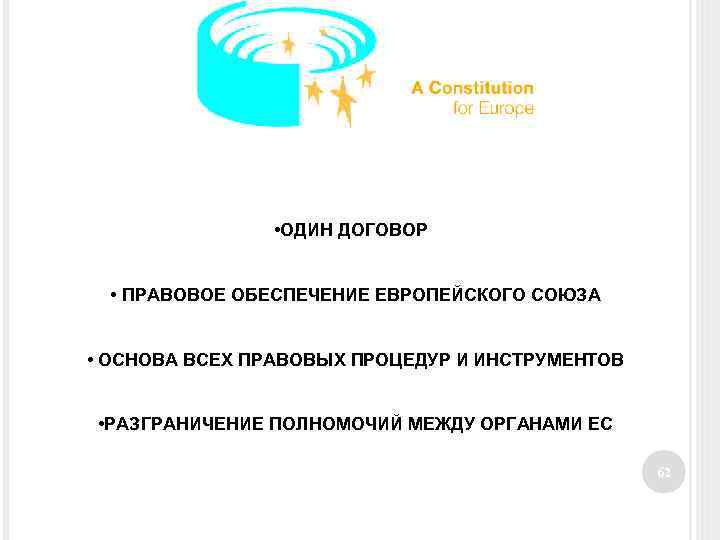  • ОДИН ДОГОВОР • ПРАВОВОЕ ОБЕСПЕЧЕНИЕ ЕВРОПЕЙСКОГО СОЮЗА • ОСНОВА ВСЕХ ПРАВОВЫХ ПРОЦЕДУР