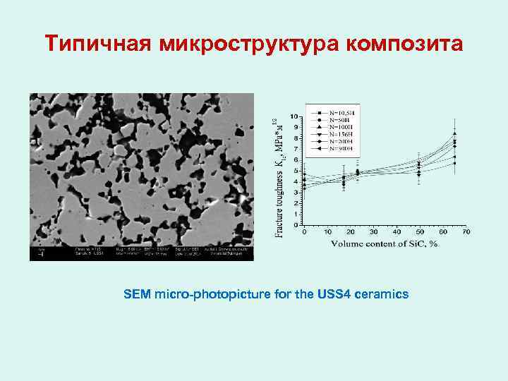 Типичная микроструктура композита SEM micro-photopicture for the USS 4 ceramics 