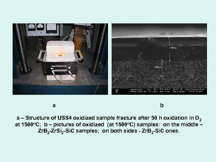 a b a – Structure of USS 4 oxidized sample fracture after 50 h