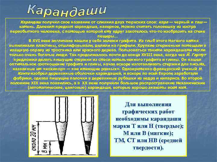 Карандаш получил свое название от слияния двух тюркских слов: кара — черный и таш