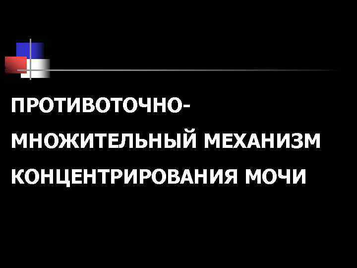 ПРОТИВОТОЧНОМНОЖИТЕЛЬНЫЙ МЕХАНИЗМ КОНЦЕНТРИРОВАНИЯ МОЧИ 
