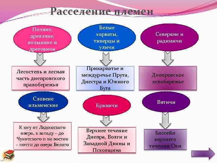 Расселение племен Поляне, древляне, волыняне и дреговичи Лесостепь и лесная часть днепровского правобережья Словене