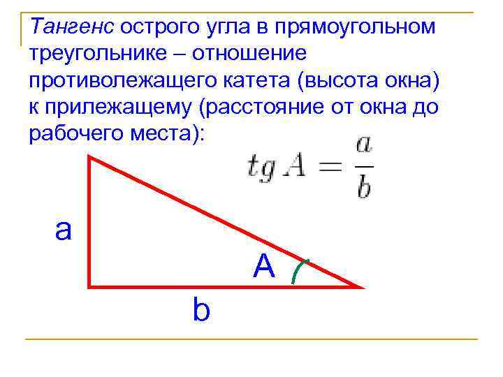 Тангенс в угле