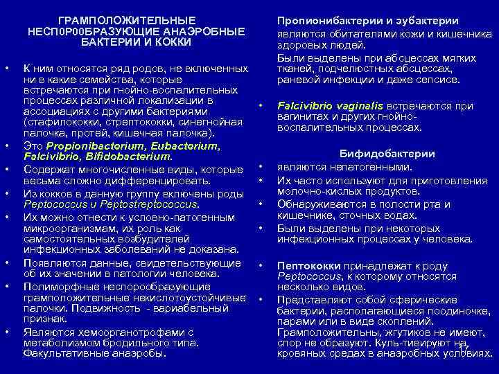 ГРАМПОЛОЖИТЕЛЬНЫЕ НЕСП 0 Р 00 БРАЗУЮЩИЕ АНАЭРОБНЫЕ БАКТЕРИИ И КОККИ • • К ним