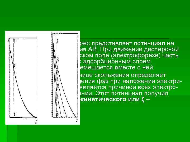 § Наибольший интерес представляет потенциал на границе скольжения АВ. При движении дисперсной фазы в