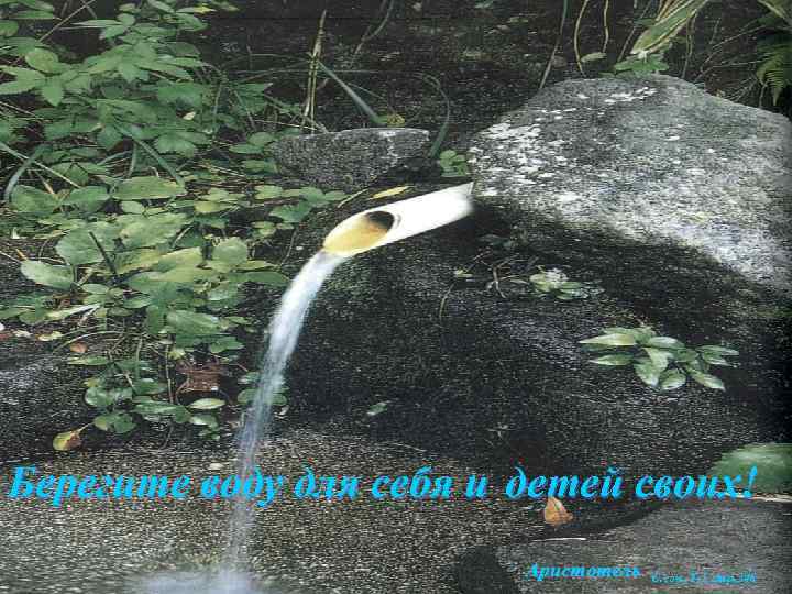 Берегите воду для себя и детей своих! Аристотель С. соч. Т-1 стр. 346 