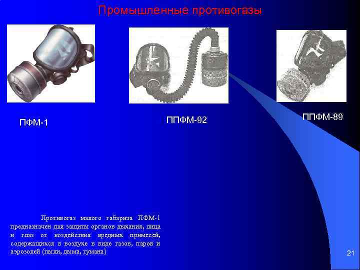 Промышленные противогазы ПФМ 1 Противогаз малого габарита ПФМ-1 предназначен для защиты органов дыхания, лица