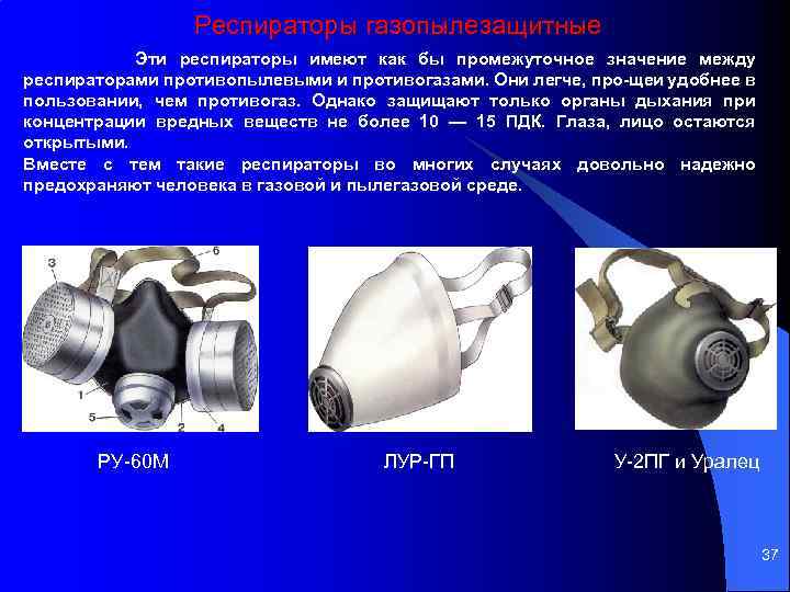 Респираторы газопылезащитные Эти респираторы имеют как бы промежуточное значение между респираторами противопылевыми и противогазами.